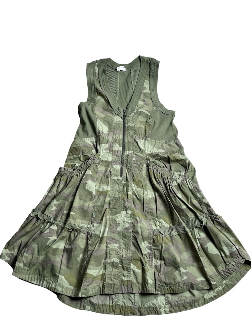 Daily Practice Anthropologie Trek Utility Camo Dress – Size S, Cotton Zip Front